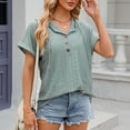 thumbnail image 4 of New Solid Color Button Hooded Short Sleeve T-Shirt - Loose Fit, Casual, 4 of 6