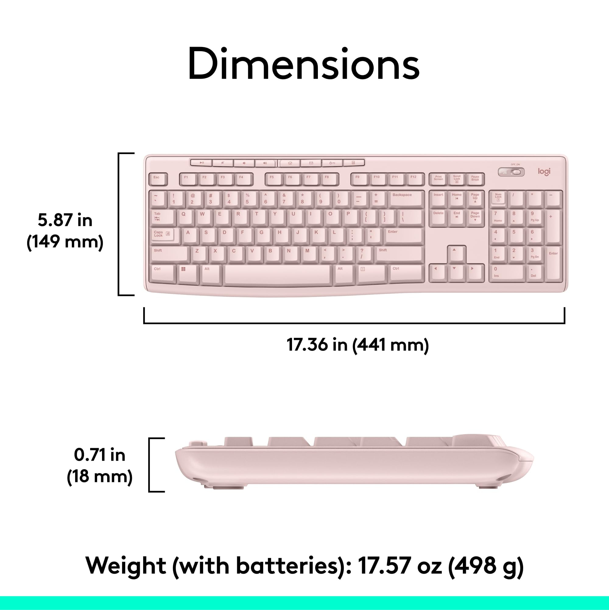 Logitech MK270 Wireless Keyboard and Mouse Combo, Rose