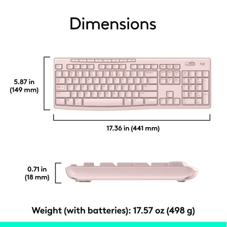 Logitech MK270 Wireless Keyboard and Mouse Combo, Rose