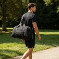thumbnail image 4 of CSStudio Lightweight Foldable Gym Duffle Bag with Separate Shoe Compartment Water Bottle Pocket Detachable Strap for Travel Sports Weekend Trip, 4 of 7
