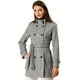 thumbnail image 2 of Abrigo de invierno con cinturón y bolsillos con doble botonadura y cuello alto para mujer gris M, 2 of 7