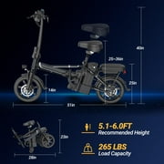 Foldable Electric Bike for Adults and Teens,14 Inch Tire 500W Rear Wheel Drive Motor with 48V 15.6Ah Removable Lithium Battery Two Seats UL2849