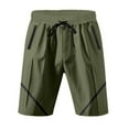 thumbnail image 6 of YLSDY Men Athletic Shorts Summer Elastic Waist Drawstring Casual Lightweight Color Block Beach Short Pants with Zip Pockets Army Green XL, 6 of 8