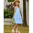 thumbnail image 2 of Arshiner Girls Tie Back Dress Summer Beach Little Kids Light Blue Easter Casual Holiday Sundress Kids Girls Dresses Size 6, 2 of 6