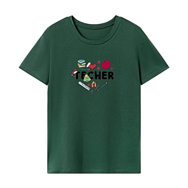 Camiseta de manga corta para mujer, camiseta informal con cuello redondo para desplazamientos, regalo para mujer M