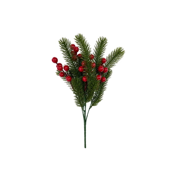 Christmas Artificial Flower Arrangement, Frosted Cedar Picks with Red Berries for Garden Home Living Room Balcony Decor