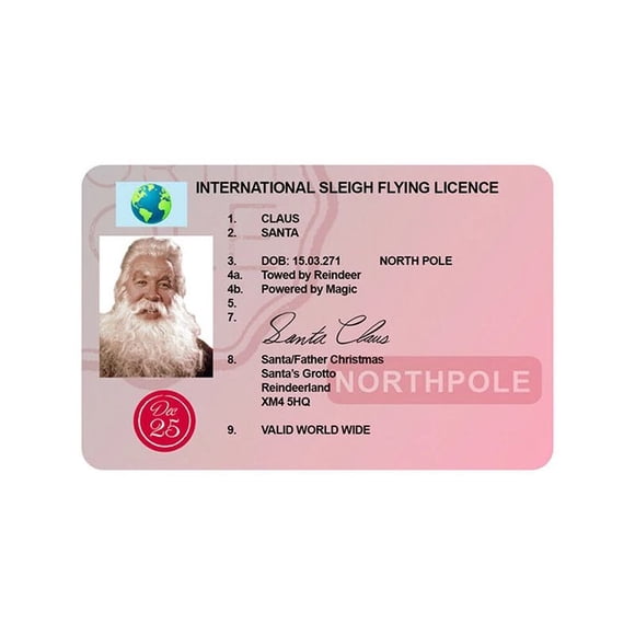 Claus Licencia De Conducir Voladora Tarjeta De Plástico Licencia De Trineo De Plástico Decoraciones Para Árboles De Navidad Yuarrent HA042012-04