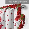 thumbnail image 6 of Valentine's Day Farmhouse Short Window Curtain Valances, Red Gnomes Roses Flowers Love Romance Rod Pocket Kitchen Valances for Living Room Bedroom Bathroom Cafe 60" x 18", 6 of 8