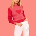 thumbnail image 2 of Womens Valentine Sweater Heart Print Turtleneck Knit Sweater Fitted Long Sleeve Pullover Base Layer for Winter Red S, 2 of 4