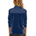 thumbnail image 6 of Women's 3/4 Sleeve Shirts Tops Velvet Denim Patchwork Lapel Collar Button Down Short Sleeve Shirt Womens Casual Plus Size Loose Fits Comfy Velour Three Quarter Sleeve T Shirt Blouses, 6 of 7