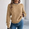 thumbnail image 2 of HAPIMO Sweaters for Women Trendy Crewneck Solid Long Sleeve Color Block Sweater Fall Chunky Cable Knit Pullover Tops Yellow S, 2 of 7