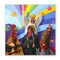 Stupell Industries Hippy Chicken Birds Singing Guitar Instrument Smoking Rainbows,12 x 12, Design by Lucia Heffernan