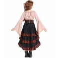thumbnail image 6 of EnJoCho Girls Renaisance Outfit Skirt Pirate with Renaisance 𝖬edieval Long Sleeve Shirt Corset Waist Belt Headscarf Girls Ruffle Sleeve Dress, 6 of 7