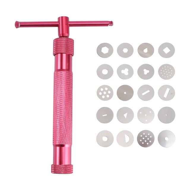 Alloy Rotary Mold Tools Set Kit Squeeze Polymer Clay DIY Geometry Noodles Educational Toy for Kids(Red)