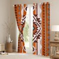 thumbnail image 3 of Manfei Tribal Geometric Aztec Kitchen Curtains, Southwest Bohemian Black Out Curtains Pack of 2 (42x63 Each), Terracotta and Turquoise, 3 of 6