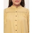 thumbnail image 5 of Moomaya Solid Shirts For Women, Mandarin Collar Button Down Cotton Formal Shirt, 5 of 8