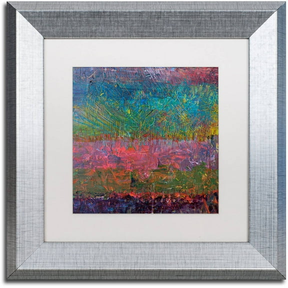 Trademark Fine Art "Wildflowers" Canvas Art by Michelle Calkins, White Matte, Silver Frame