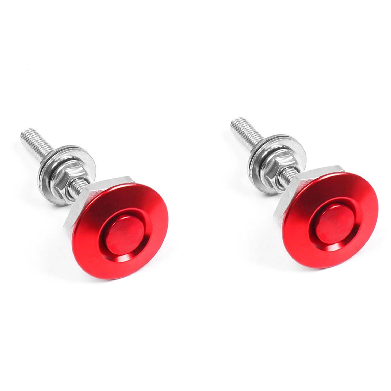 NAVOROGE 2pcs Push Button Quick Release Hood Pins Bonnet Lock Clip Latch Bumper Universal-Red