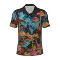 thumbnail image 2 of Daiia Galactic Jungle Dinosaurs Pattern Men’s Polo Shirts,Solid Deck Shirt,Classic Fit, Breathable Cotton Polo for Casual and Sport Wear-X-Large, 2 of 7
