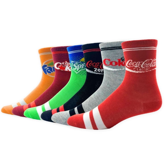 Coca-Cola Crew Socks, Can Gift Box, 6-Pack, Size 4-10