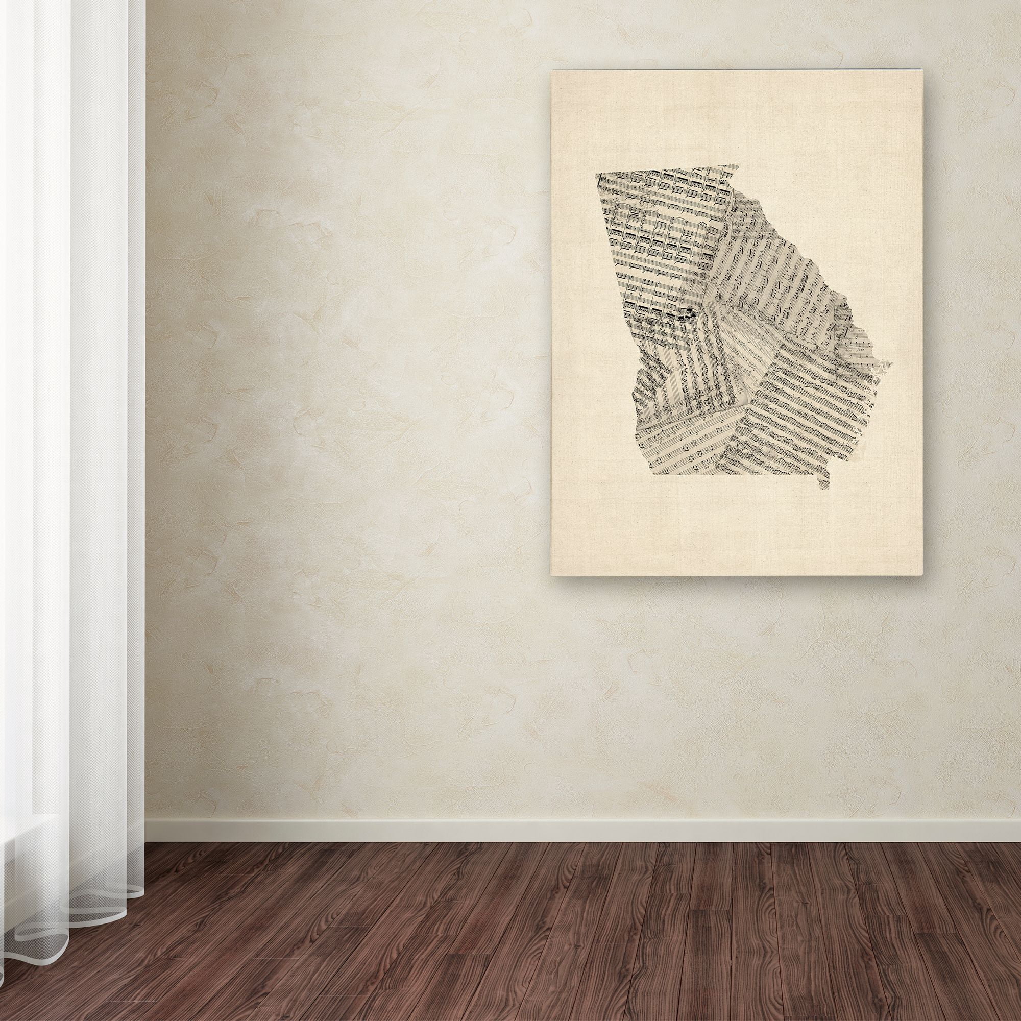 Trademark Fine Art "Old Sheet Music Map of Georgia" Canvas Art by Michael Tompsett