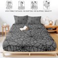 thumbnail image 5 of Twin Sze Fitted Sheet Set - Grey Halloween 2 Piece Bedding Sets 16" Deep Pocket Fitted Sheet with 1 Pillowcase, Black Spiders Net Classic Gingham Brushed Microfiber Hotel Luxury Bed Sheets, 5 of 9