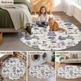 thumbnail image 6 of 8ft Washable Large Round Rug, Vintage Farmhouse Non-Slip Circle Area Rug for Living Room Dining Room, Woman Horse Swan Estate Pastoral Style Indoor Floor Mat for Home Decor, 6 of 9