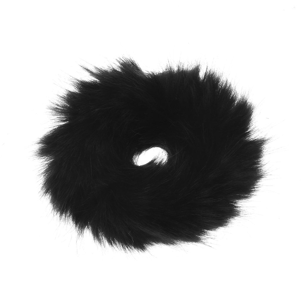 Fashion Fluffy Furry Scrunchie Elastic Hair Tie, Black 