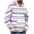 thumbnail image 1 of Yuyuzo Hoodies for Men Fleece Lined Sweatshirts Long Sleeve Striped Color Block Comfy Pullover Tops, 1 of 4