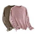 thumbnail image 3 of DuoJiaJ Women's Fall/winter Sweater With Bow Pullover Loose Casual Long Sleeved Sweater Womens Blouses Long Sleeve Pink XL, 3 of 5