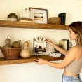 thumbnail image 4 of 36 Inches Long Walnut Floating Shelves,Rustic Solid Wood Farmhouse Wall Shelves with Invisible Brackets for Bathroom, Living Room, Bedroom, Kitchen Set of 2, 4 of 9