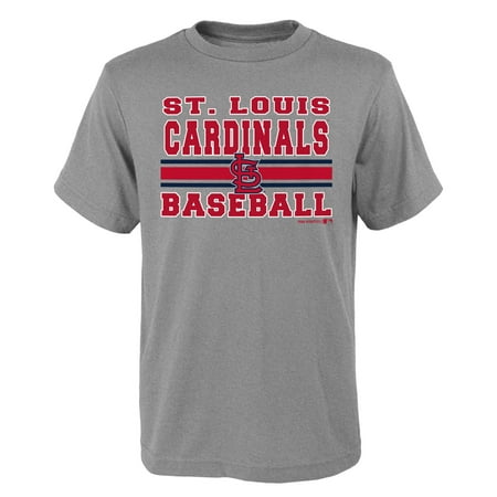 MLB St Louis CARDINALS TEE Short Sleeve Boys OPP 90% Cotton 10% Polyester Gray Team Tee
