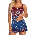 thumbnail image 3 of Danhjin 4th of July Tankini Swimsuits for Women Independence Day's 3 Piece Sets Tankini Top with Skirt and Brief Printed Tummy Control Bathing Suit, 3 of 6