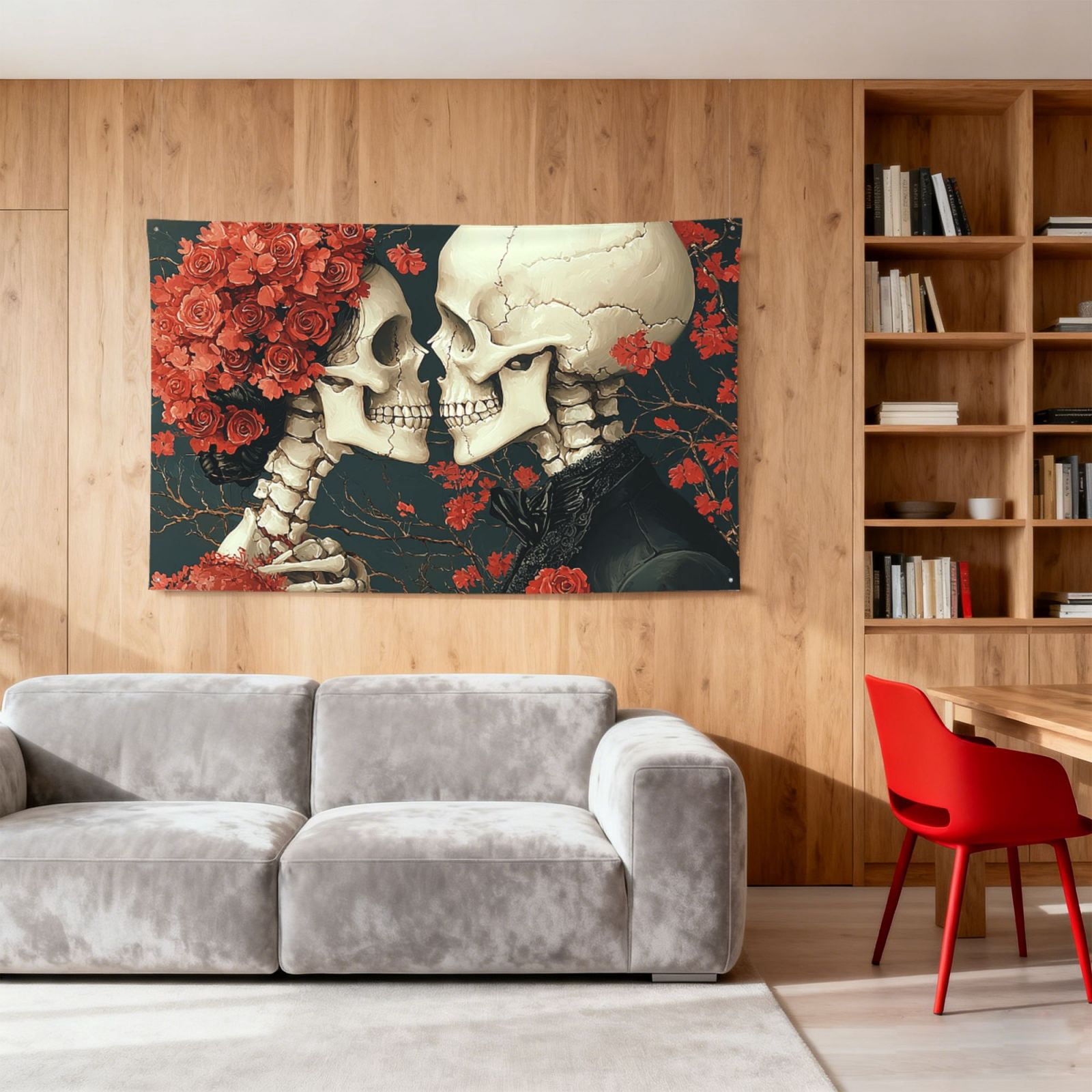 Gothic Skull Couple Four Hole Decorated Banner Flag for Garden Yard Home Decoration Indoor Outdoor 4x6 Ft
