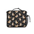 thumbnail image 3 of Corgi and Dog Paw Print Black Pattern Insulated Lunch Bag with Shoulder Strap and Bottle Holder,Bento School Lunch Bag Box,11x9.5x3.5 Inches, 3 of 5
