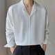 thumbnail image 1 of pstuiky camisa de manga larga para hombre, Camisa informal de verano para hombre, de seda helada, estilo maduro, color liso, cuello cubano, manga larga Tops de hombre xxl, 1 of 7
