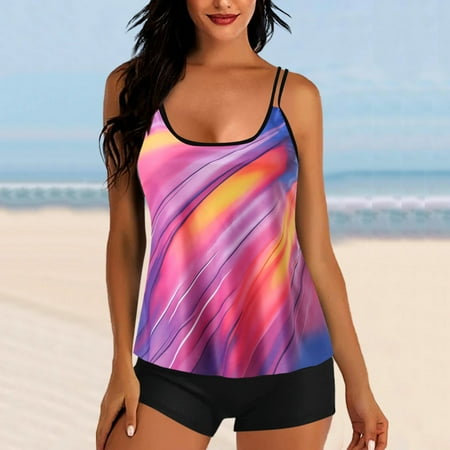 Aueoeo Swim Suit 2024 Tankini Swimsuits For Women 2024 Swimsuits For Women Two Piece Bathing Suits Floral Print Tank Tops With Boyshorts Swimming Suits Swimwear Women On Clearance