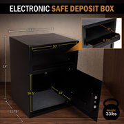 Paragon Safes Electronic Safe Deposit Box with Keypad and 2 Keys (Black)
