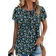 thumbnail image 6 of KISSMODA Short Sleeve Shirts for Women Dressy Casual Summer Blouses Pleated Front Loose Fit Tunic Tops, 6 of 6