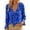 Blue, variant on Women T-Shirts Elegant Knit V Neck Tie Front Blouse With Ruffle Trim For Loose Fit Knit Tops Casual Everyday Wear Vacation Solid Color Streetwear