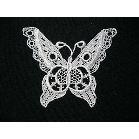 Altotux 4" x 3.25" White Rayon Butterfly Venice Lace Motif Applique By Piece