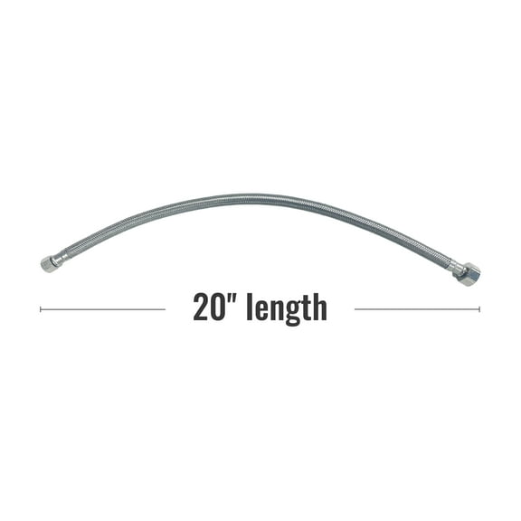 Mainstay 20-Inch Water Supply Line Hose - Premium, Durable Braided Stainless Steel Construction for Reliable Water Flow, Leak-Proof Connection, and Long-Lasting Performance in Kitchen and Bathroom