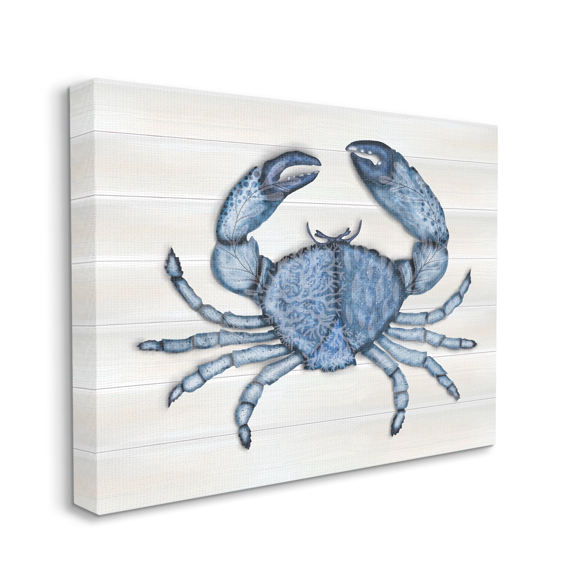 Stupell Industries Detailed Blue Crab Grainy Pattern Aquatic Botanicals Graphic Art Gallery Wrapped Canvas Print Wall Art, Design by Darlene Seale