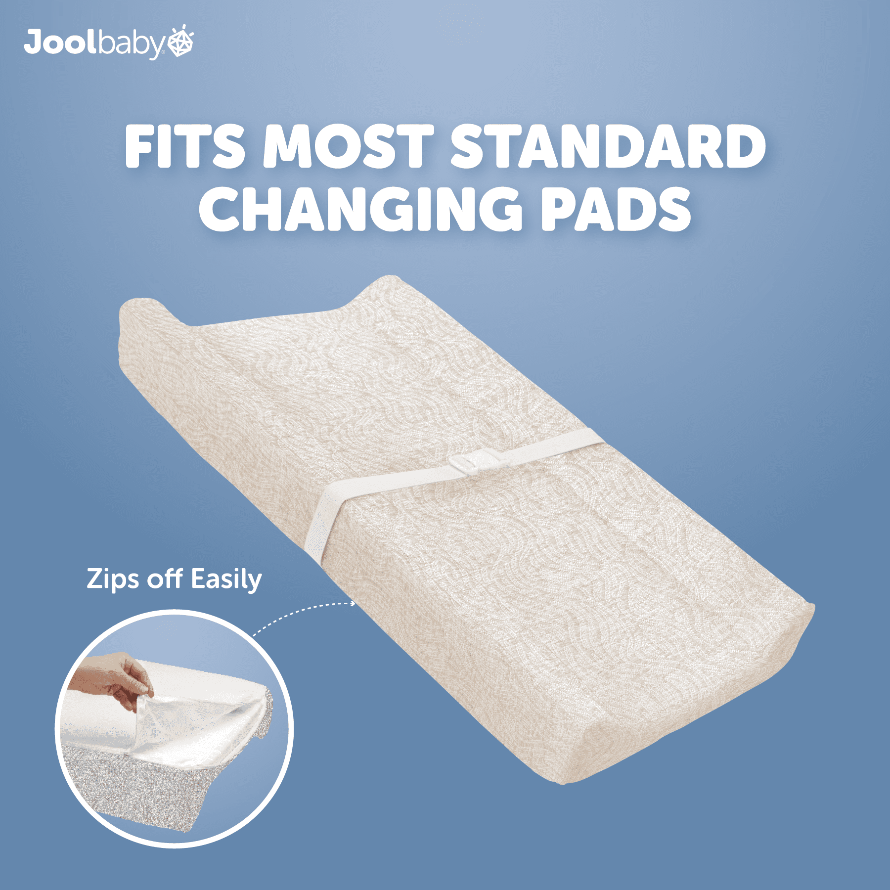 Jool Baby Changing Pad Covers 2 Pack – Soft & Comfortable, Fits Most Standard Diaper Changing Pads (Off-White & Oatmeal - Wave)