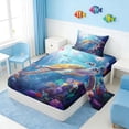 thumbnail image 2 of Manfei Underwater Sea Turtle Twin Sheet Sets for Kids Boys and Girls, Ocean Marine Life Print Bedding 3-Piece, 1 Flat Sheet, 1 Fitted Sheet and 1 Pillowcase, 2 of 6