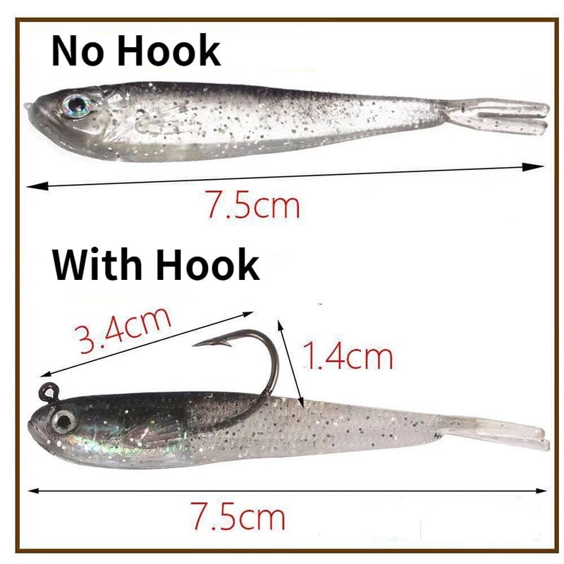 5Pieces Fishing Lures Jigs With Lead Fish 2.35g/6.5g Soft Bait Lures