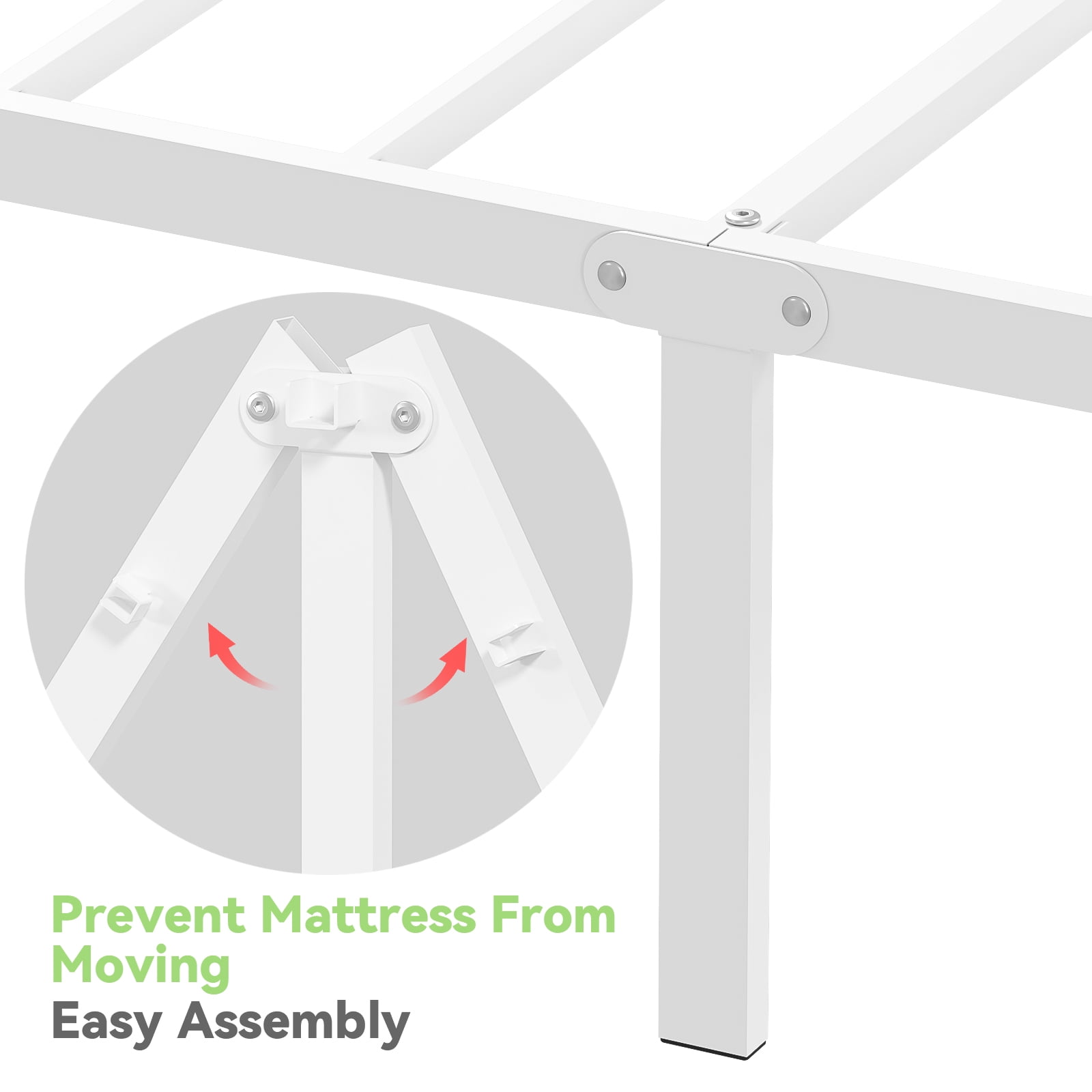 Mintazer Kids Twin Metal Platform Bed Frame with Cute Bowknot Headboard & Footboard for Boys Girls Teens, White