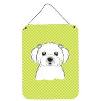 Checkerboard Lime Green Maltese Wall or Door Hanging Prints