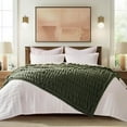 thumbnail image 5 of EVERGRACE Luxurious Soft Faux Rabbit Fur Throw Blanket, Cozy Fuzzy Plush Warm Throws for Couch Bed Sofa Chair Home Decor, Ruched Bubble Fluffy Blanket with Reversible Velvet, 50"" x 60"", Loden Green, 5 of 8