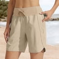 thumbnail image 2 of FUNUONY Women's Athletic Shorts High Waisted Quick Dry Bermuda Shorts for Women Walking Running Casual Wide Leg Yoga Shorts Shorts Summer Gym Athletic Workout Long Shorts with Pockets Khaki 3Xl, 2 of 6